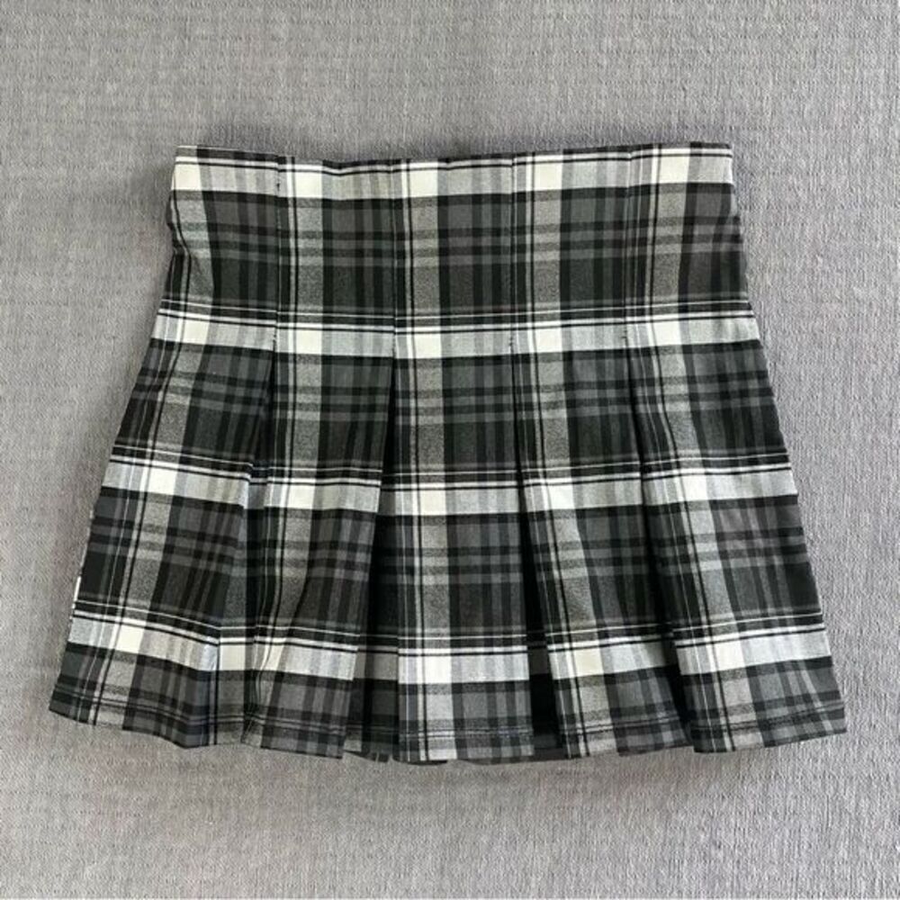 Shinestar Black Plaid Pleated Stretch Waist Skirt Women’s Size Medium
